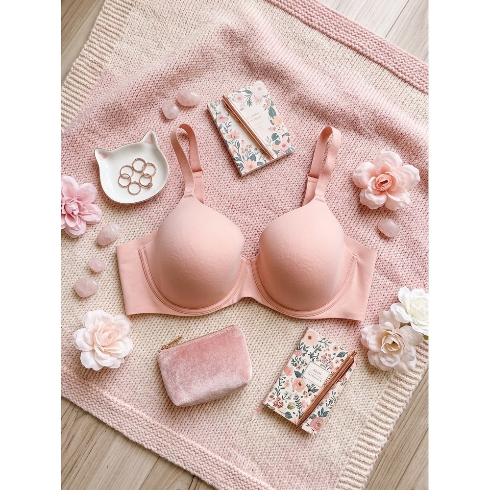 Aerie Real Free Full Coverage Underwire Bra Pink 42C Blush Lightly Padded Straps